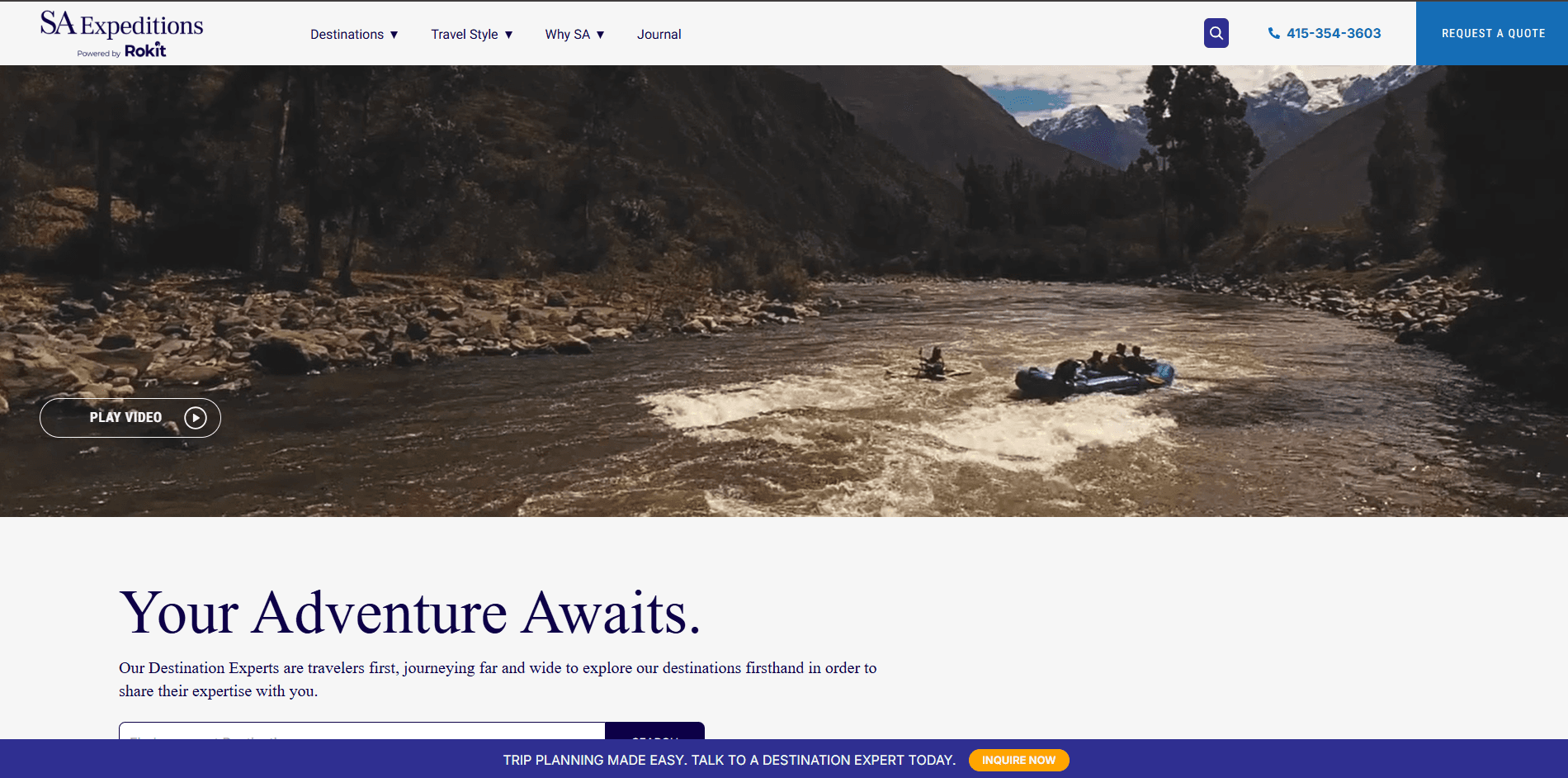 SA Expeditions adventure homepage